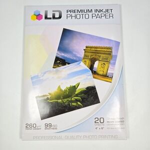 LD Premium Inkjet Photo Paper 4x6 Glossy Resin Coated 20 Sheets LD-HYP4X6RCG20